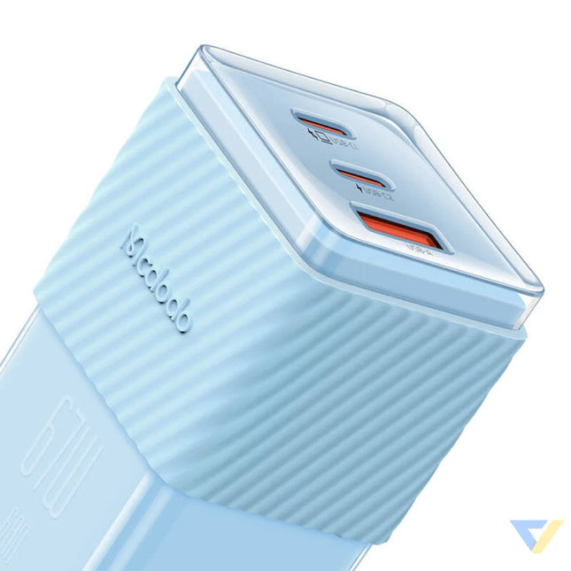 GaN 67W mains charger Mcdodo CH 1503 2x USB C USB A (blue) mains chargers