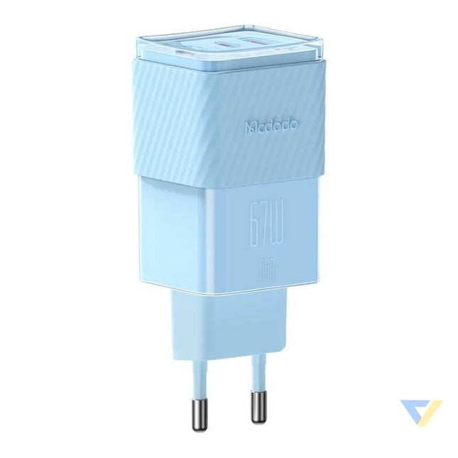 GaN 67W mains charger Mcdodo CH 1503 2x USB C USB A (blue) mains chargers