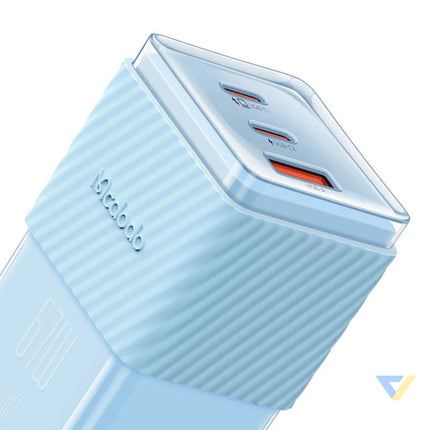 GaN 67W mains charger Mcdodo CH 1503 2x USB C USB A (blue) mains chargers