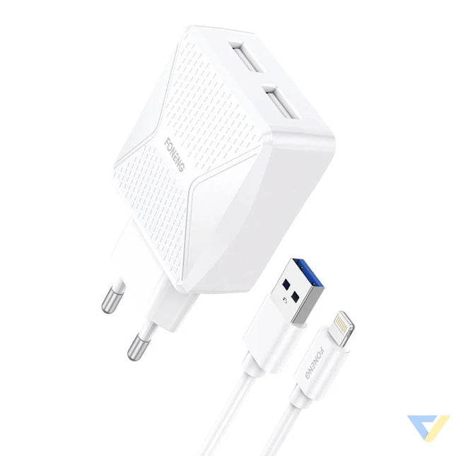 GaN Foneng EU50 charger 35W 2x USB C to Type C to Lightning (white) *Kategoria tymczasowa