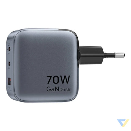 GaN Vention USB C + C + A 70W Charger (Gray) mains chargers