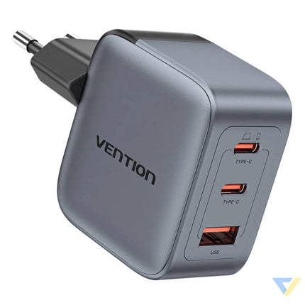 GaN Vention USB C + C + A 70W Charger (Gray) mains chargers