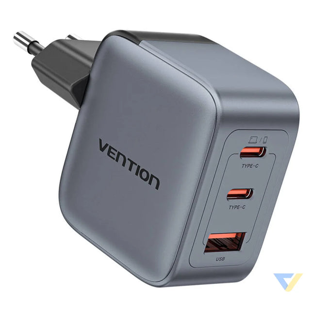 GaN Vention USB C + C + A 70W Charger (Gray) mains chargers