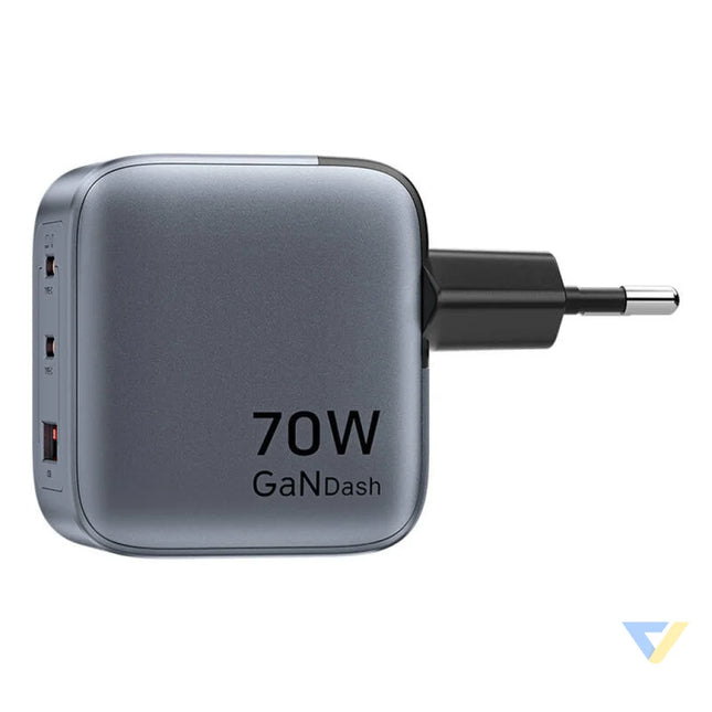GaN Vention USB C + C + A 70W Charger (Gray) mains chargers