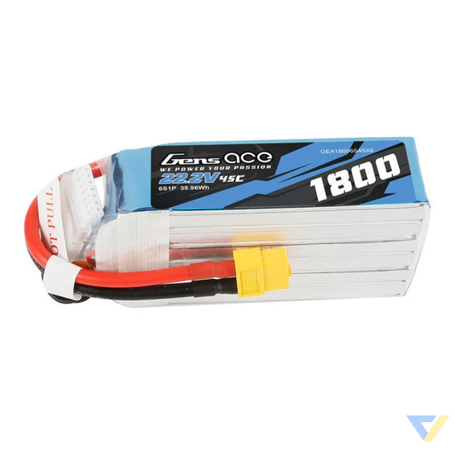 Gens ace 1800mAh 22.2V 45C 6S1P Lipo Battery Pack Lithium and NiMH