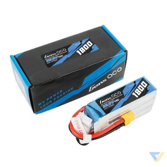 Gens ace 1800mAh 22.2V 45C 6S1P Lipo Battery Pack Lithium and NiMH