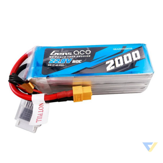 Gens ace 2000mAh 22.8V 60C 6S1P High Voltage Lipo Battery Pack with XT60 Plug Lithium and NiMH
