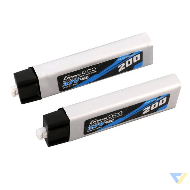 Gens ace 200mAh 3.7V 45C 1S1P Lipo Battery (2pcs) Lithium and NiMH