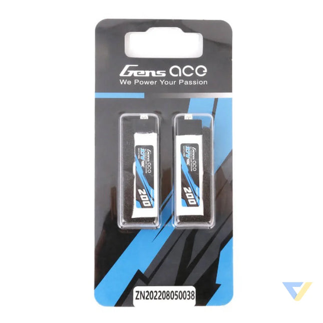 Gens ace 200mAh 3.7V 45C 1S1P Lipo Battery (2pcs) Lithium and NiMH