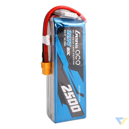 Gens ace 2500mAh 22.2V 80C 6S1P Lipo Battery Pack with XT60 plug Lithium and NiMH