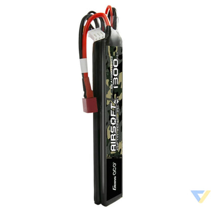 Gens ace 25C 1300mAh 2S1P 7.4V Saddle Airsoft Gun Lipo Battery with T Plug Lithium and NiMH