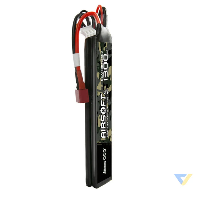 Gens ace 25C 1300mAh 2S1P 7.4V Saddle Airsoft Gun Lipo Battery with T Plug Lithium and NiMH