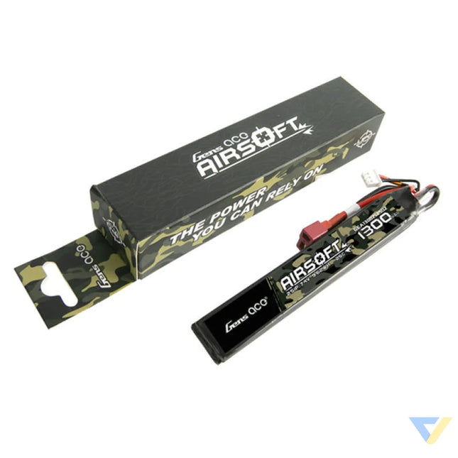 Gens ace 25C 1300mAh 2S1P 7.4V Saddle Airsoft Gun Lipo Battery with T Plug Lithium and NiMH