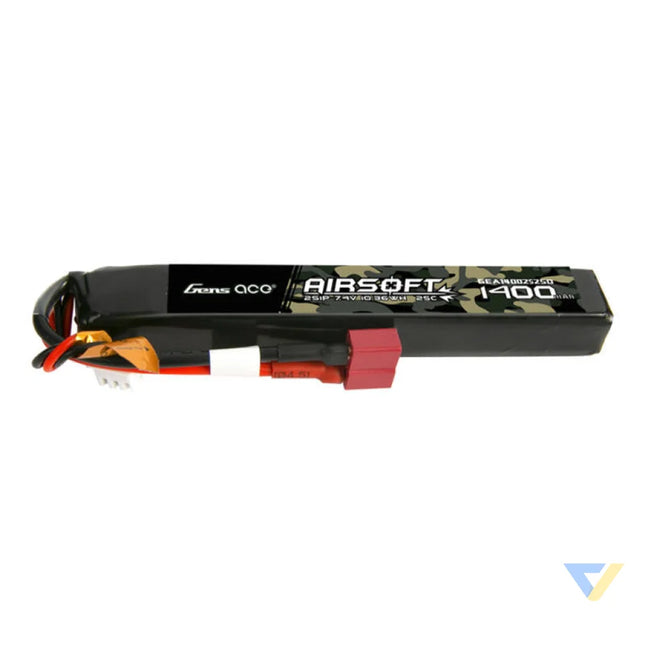 Gens ace 25C 1400mAh 2S1P 7.4V Airsoft Gun Lipo Battery with T Plug Lithium and NiMH