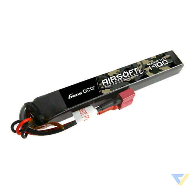 Gens ace 25C 1400mAh 2S1P 7.4V Airsoft Gun Lipo Battery with T Plug Lithium and NiMH
