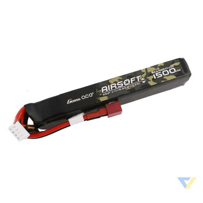 Gens ace 25C 1500mAh 3S1P 11.1V Airsoft Gun Lipo Battery with T Plug Lithium and NiMH