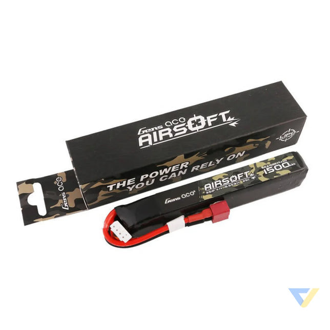 Gens ace 25C 1500mAh 3S1P 11.1V Airsoft Gun Lipo Battery with T Plug Lithium and NiMH