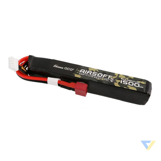 Gens ace 25C 1500mAh 3S1P 11.1V Airsoft Gun Lipo Battery with T Plug Lithium and NiMH
