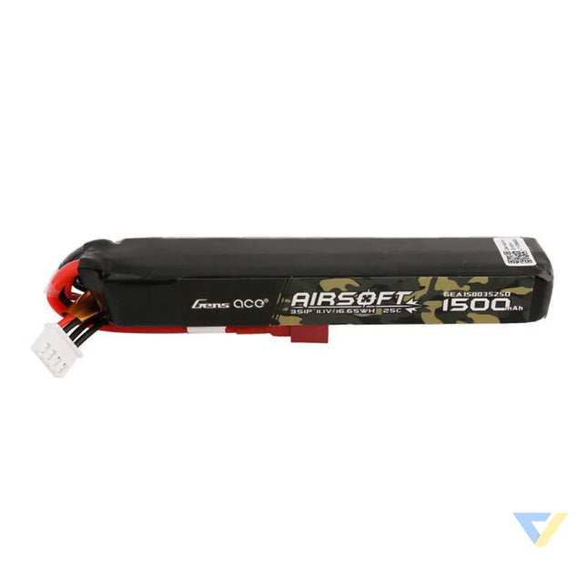 Gens ace 25C 1500mAh 3S1P 11.1V Airsoft Gun Lipo Battery with T Plug Lithium and NiMH
