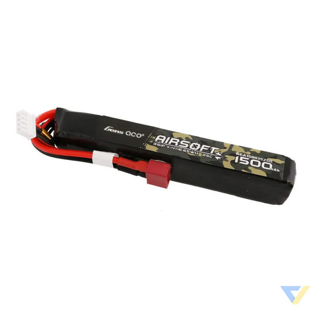 Gens ace 25C 1500mAh 3S1P 11.1V Airsoft Gun Lipo Battery with T Plug Lithium and NiMH