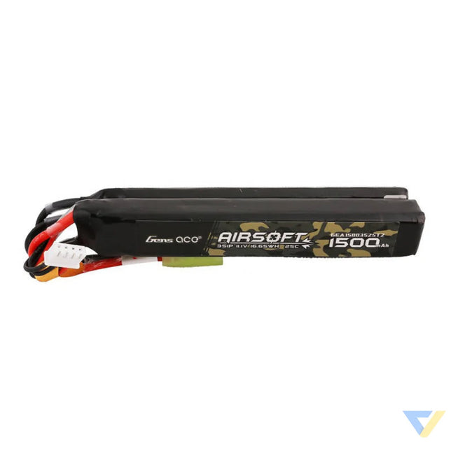 Gens ace 25C 1500mAh 3S1P 11.1V Nunchuck 2X Airsoft Gun Lipo Battery with mini Tamiya Plug Lithium and NiMH