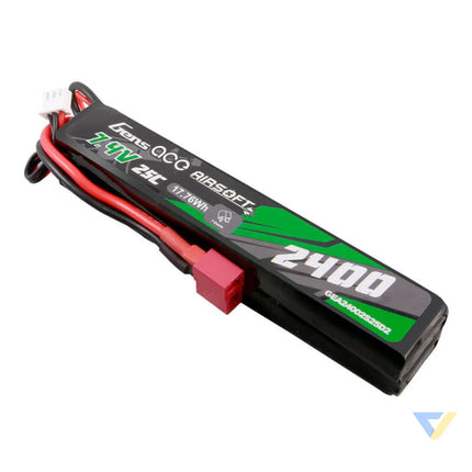 Gens ace 25C 2400mAh 2S2P 7.4V Saddle Airsoft Gun Lipo Battery with Mini Deans(T) Plug Lithium and NiMH
