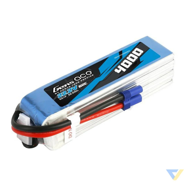 Gens Ace 4000mAh 22.2V 60C 6S1P EC5 battery Lithium and NiMH