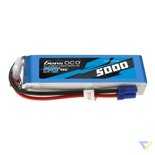 Gens Ace 5000mAh 14.8V 45C 4S1P battery Lithium and NiMH