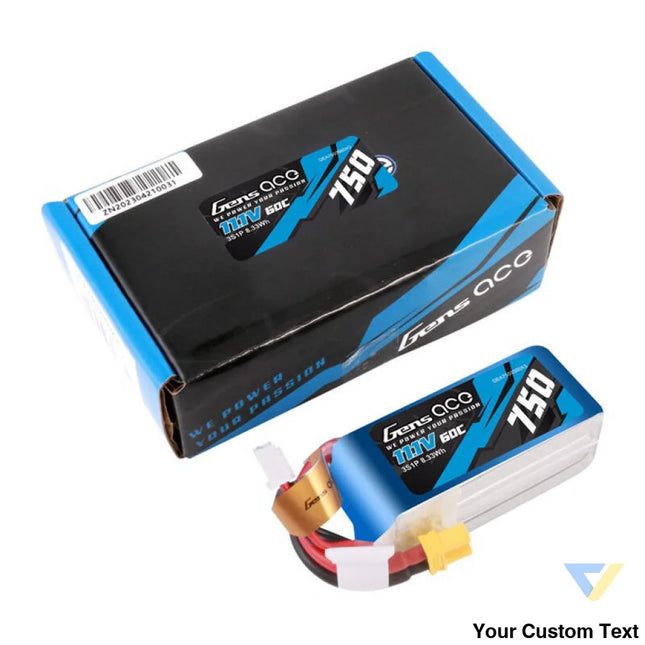 Gens Ace 750mAH 11.1V 60C 3S1P Lipo battery with XT30 connector Lithium and NiMH