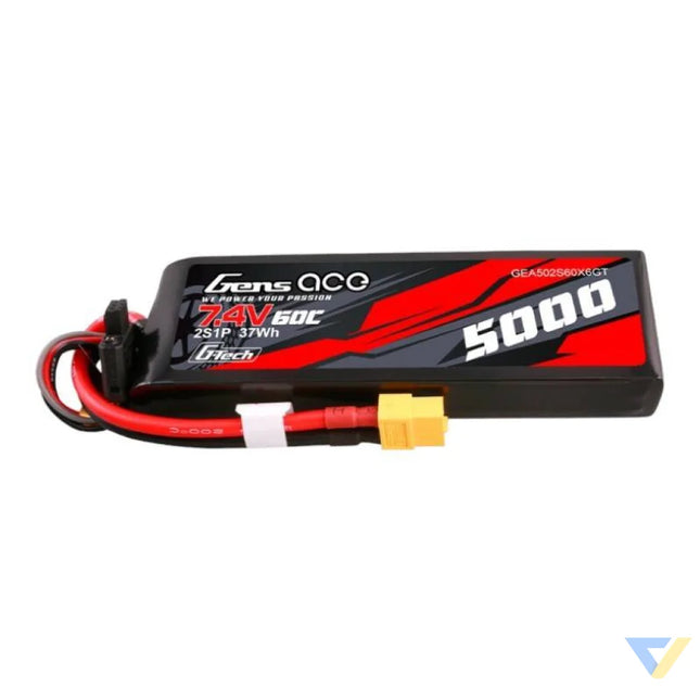 Gens ace G Tech 5000mAh 7.4V 60C 2S1P Lipo PC material case with XT60 Plug Lithium and NiMH