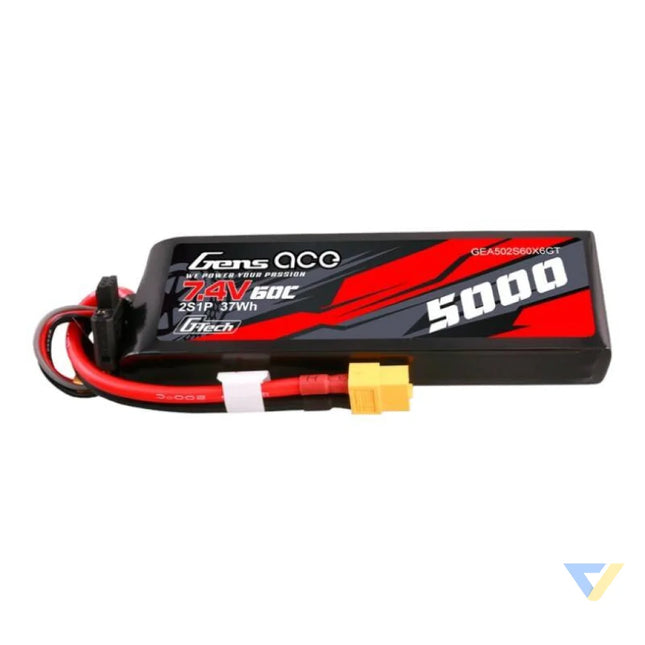 Gens ace G Tech 5000mAh 7.4V 60C 2S1P Lipo PC material case with XT60 Plug Lithium and NiMH