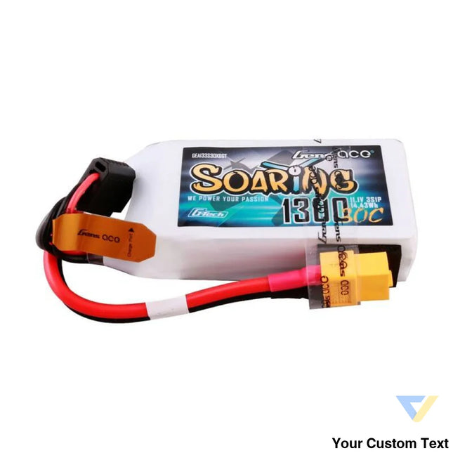 Gens ace G Tech Soaring 1300mAh 11.1V 30C 3S1P Lipo Battery Lithium and NiMH
