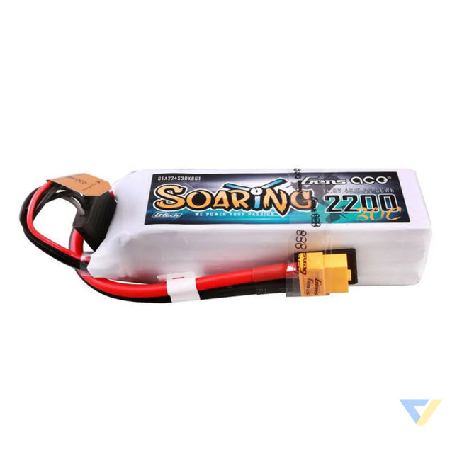 Gens ace G Tech Soaring 2200mAh 14.8V 30C 4S1P Lipo Battery Pack with XT60 plug Lithium and NiMH