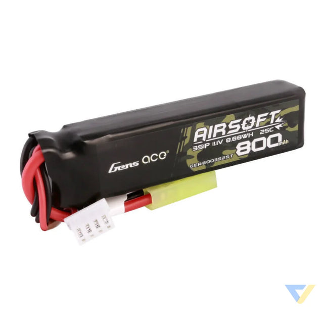 Gens Ace Lipo 800MAH 11.1V 25C 3S1P Airsoft Gun Lipo Battery with mini Tamiya Plug Lithium and NiMH