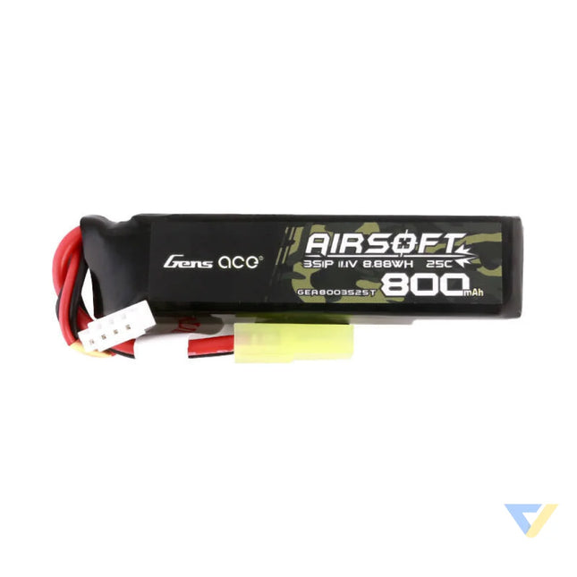 Gens Ace Lipo 800MAH 11.1V 25C 3S1P Airsoft Gun Lipo Battery with mini Tamiya Plug Lithium and NiMH