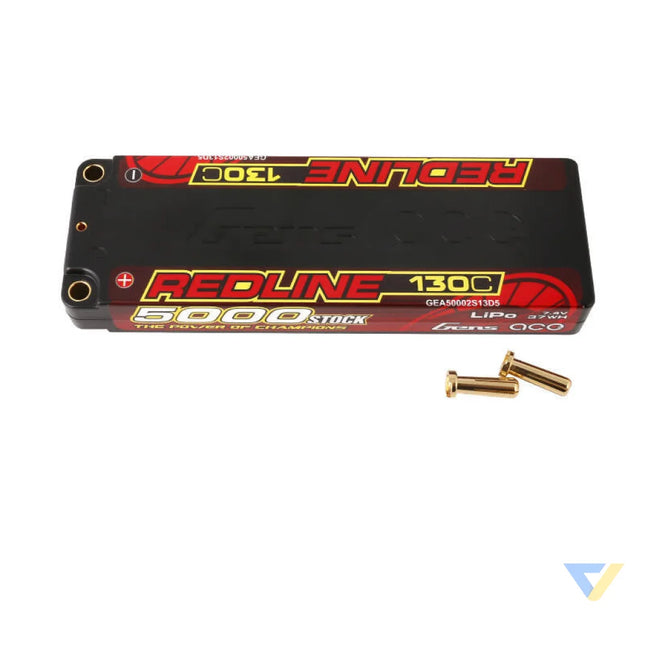 Gens ace Redline Series 5000mAh 7.4V 130C 2S1P HardCase 56# HV Lipo Battery Lithium and NiMH