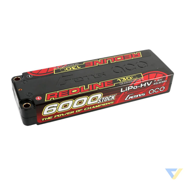 Gens ace Redline Series 6000mAh 7.6V 130C 2S2P HardCase 57# HV Lipo Battery Lithium and NiMH