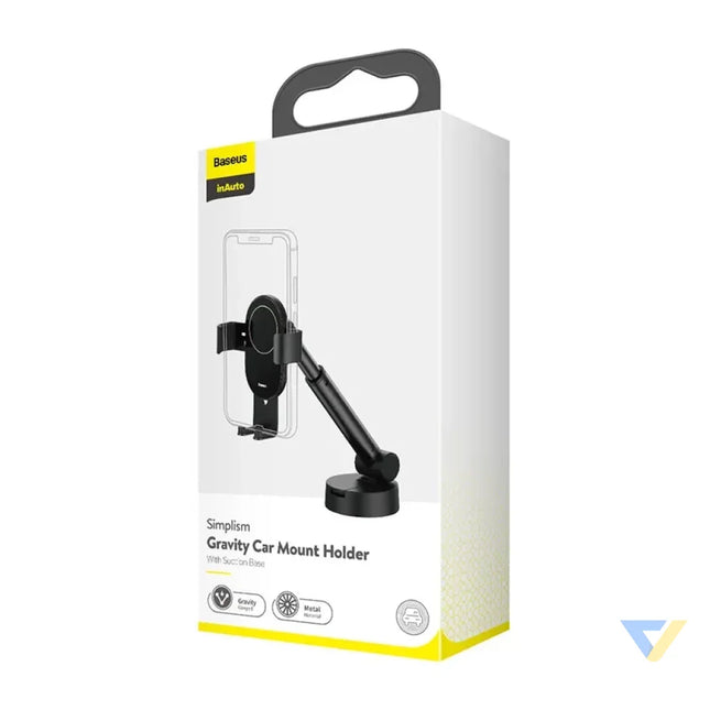 Gravity car mount for Baseus Tank phone with suction cup (black) Phone holders