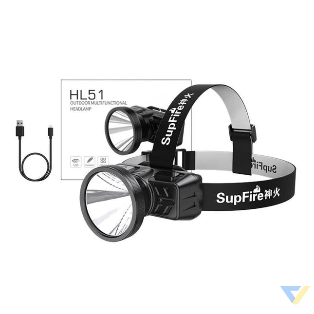 Headlamp Superfire HL51 – 160lm micro USB 4 modes 300m Head flashlights
