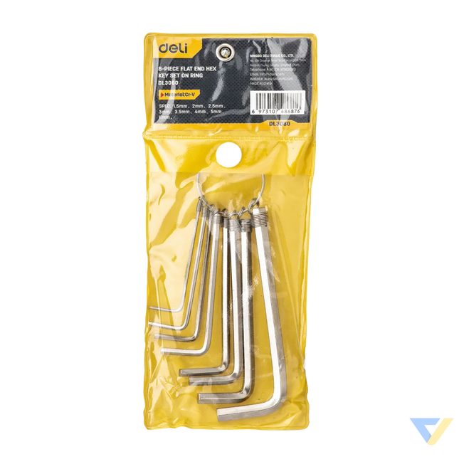 Hex Key Sets 1.5 6mm Deli Tools EDL3080 (silver) Screwdrivers