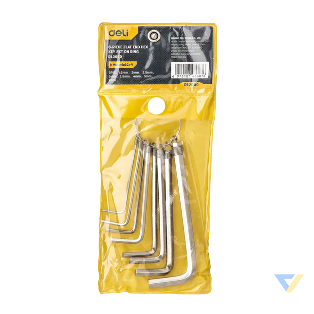 Hex Key Sets 1.5 6mm Deli Tools EDL3080 (silver) Screwdrivers
