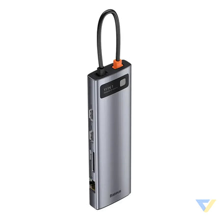 Hub 11in1 Baseus Metal Gleam Series USB C to 3x USB 3.0 + 2x HDMI + USB C PD + Ethernet RJ45 + microSD/SD + VGA + AUX