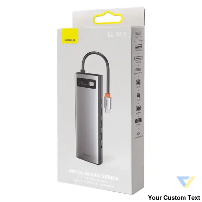 Hub 11in1 Baseus Metal Gleam Series USB C to 3x USB 3.0 + 2x HDMI + USB C PD + Ethernet RJ45 + microSD/SD + VGA + AUX