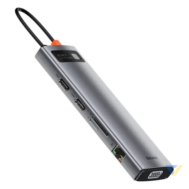 Hub 11in1 Baseus Metal Gleam Series USB C to 3x USB 3.0 + 2x HDMI + USB C PD + Ethernet RJ45 + microSD/SD + VGA + AUX
