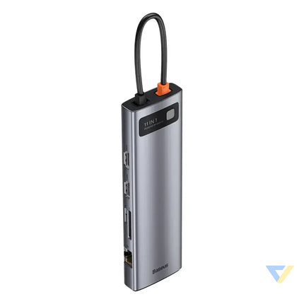 Hub 11in1 Baseus Metal Gleam Series USB C to 3x USB 3.0 + 2x HDMI + USB C PD + Ethernet RJ45 + microSD/SD + VGA + AUX