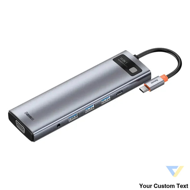 Hub 11in1 Baseus Metal Gleam Series USB C to 3x USB 3.0 + 2x HDMI + USB C PD + Ethernet RJ45 + microSD/SD + VGA + AUX