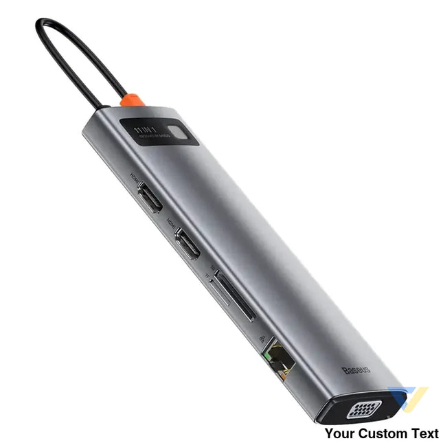 Hub 11in1 Baseus Metal Gleam Series USB C to 3x USB 3.0 + 2x HDMI + USB C PD + Ethernet RJ45 + microSD/SD + VGA + AUX