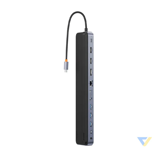Hub 12w1 Baseus EliteJoy Gen2 series USB C do 2xHDMI + 3xUSB 3.0 + PD + DP + SD/TF + RJ45 + Type C + 3.5mm (dark grey)