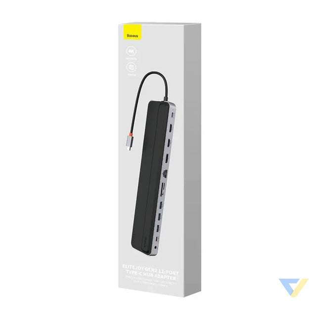Hub 12w1 Baseus EliteJoy Gen2 series USB C do 2xHDMI + 3xUSB 3.0 + PD + DP + SD/TF + RJ45 + Type C + 3.5mm (dark grey)