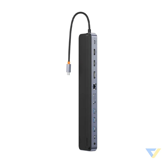 Hub 12w1 Baseus EliteJoy Gen2 series USB C do 2xHDMI + 3xUSB 3.0 + PD + DP + SD/TF + RJ45 + Type C + 3.5mm (dark grey)